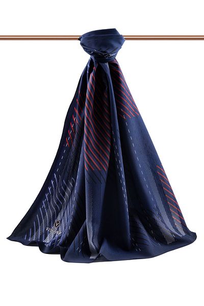 Vissona Γυναικείο πολυτελές μεταξωτό σάλι Medina Navy Blue - Claret Red
