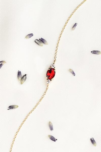 GençTaş Kuyumculuk 14 Ayar Altın Kırmızı Taşlı Diana Bileklik