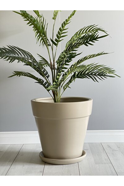 odka Kalın Dudaklı Konik Saksı 25cmx23cm Tabaklı Taş