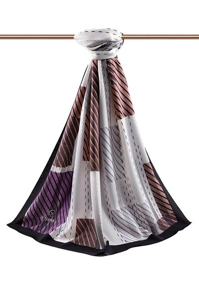 Vissona Γυναικεία Luxury Medina Silk Shawl Cream - Μωβ