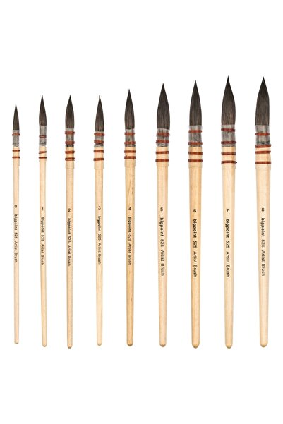 Bigpoint فرشاة مستديرة بشعيرات السنجاب من سلسلة 525 رقم: 4 6 قطع