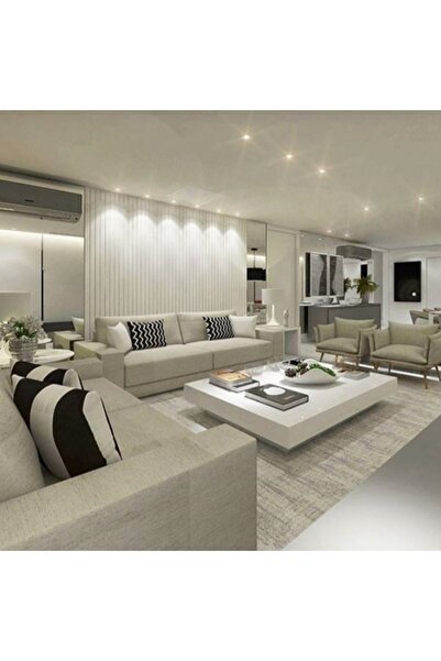 LUXURY VİLLA Luxury komple Beyaz Camlı Orta Sehpa 80x100 Yükseklik 28cm