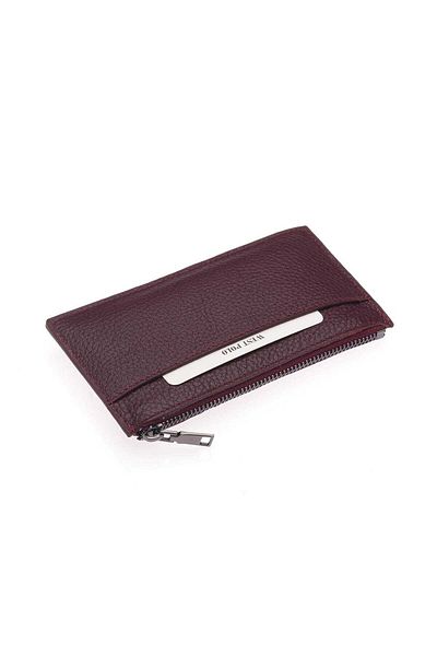 Fiyaka West Polo 1312 Genuine Leather Women's Wallet Women's Card Holder Claret Red