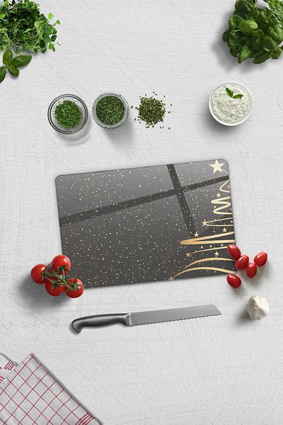 Decorita Glass Cutting Board - Glass Cutting Board |   New Year Smoked |   20cm X 30cm