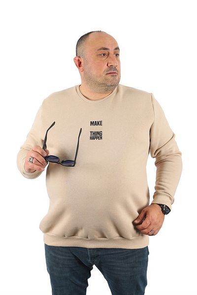 MocGrande Μεγάλο μέγεθος Unisex Sweat Make Good 22734 Μπεζ