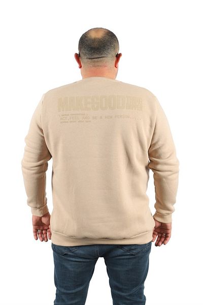 MocGrande Μεγάλο μέγεθος Unisex Sweat Make Good 22734 Μπεζ