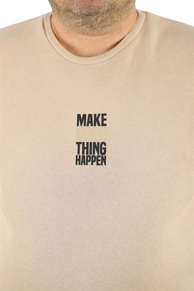 MocGrande Μεγάλο μέγεθος Unisex Sweat Make Good 22734 Μπεζ