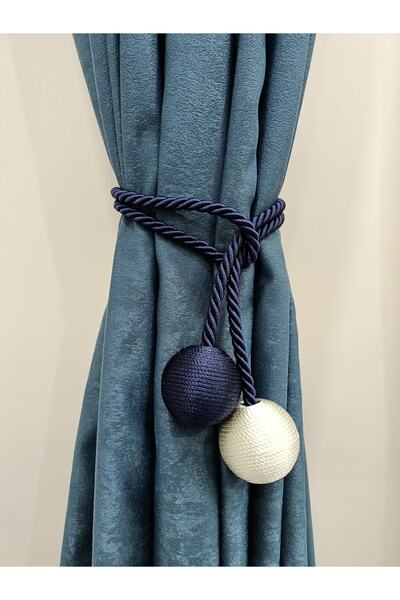 SEILL Iki Toplu Yan Bağlama Fon Perde Toplama Aparatı Lacivert&krem