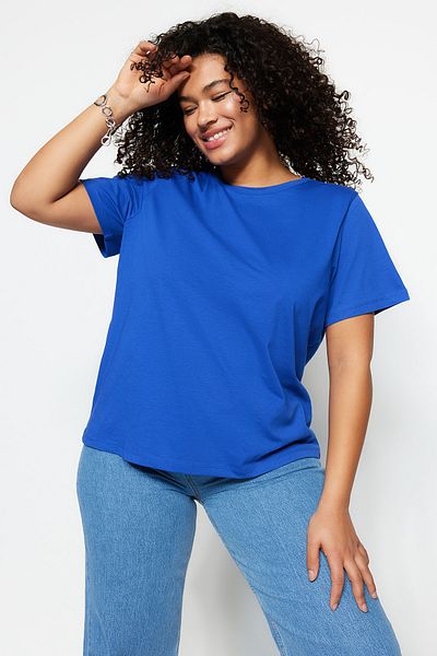 Trendyol Curve Футболка Saks Colour Crew Neck 100 бавовна великого розміру TBBSS22TS0733