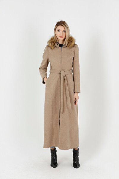 ZERLO Full Size Cashmere Coat - Beige Cashmere Coat