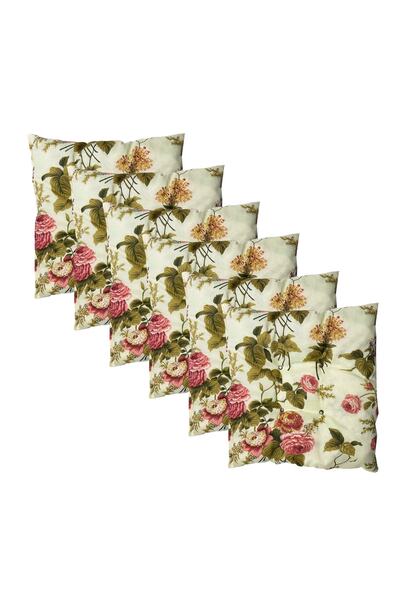 Vip Home Concept Decorative Pouf Pouf Chair Cushion Square 35x35x7 Cm - English Rose (6 Pieces)