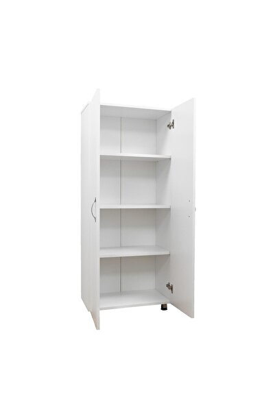 Alesta Life 2 Kapaklı 4 Raflı Mutfak Dolabı Banyo Dolabı Çok Amaçlı Dolap Beyaz