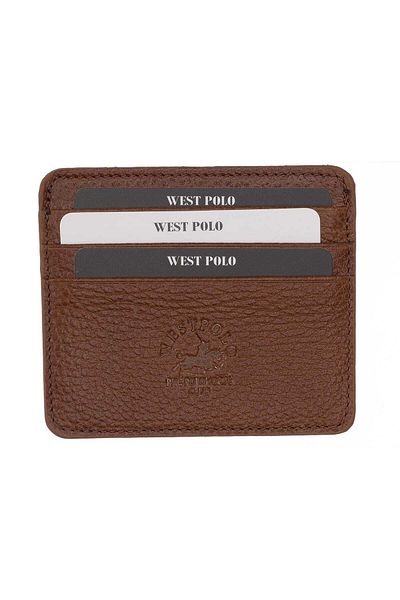 Fiyaka West Polo 49 Γνήσιο Δερμάτινο Unisex Card Holder Tan