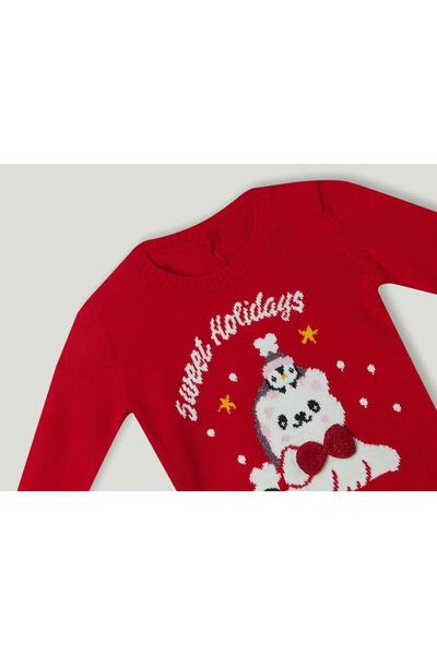 United Colors of Benetton Penguen Desenli Christmas Sweatshirt
