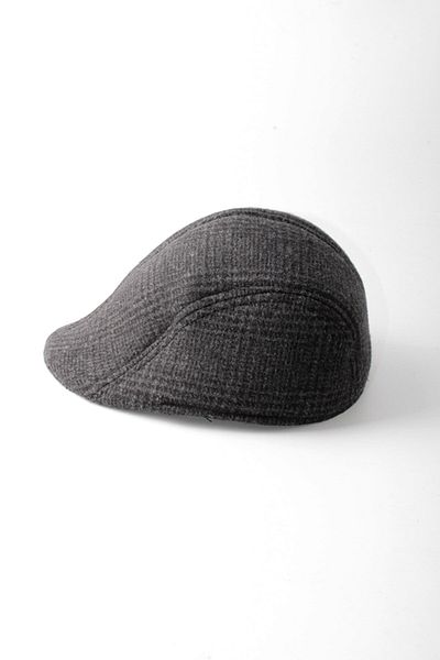GoldCap Gray Plaid Patterned Duck Hat with Hidden Earmuffs for Winter