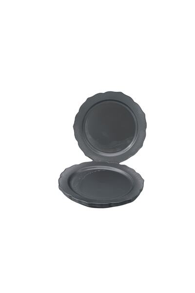 bizdenpastacılık Kristal Plastik Tabak Lüks Sert Mika 25 Cm (6 ADET) Gri Renk