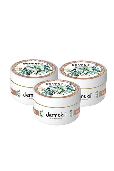 Dermokil 300 ml X 3 Pieces Olive Oil Face, Body and Natural Hand Cream