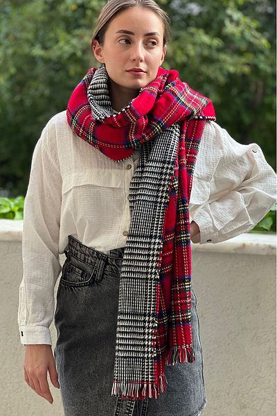 novon Scottish Patterned Double Sided Wool Textured Premium Scarf