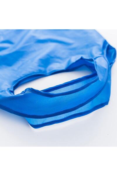 Doğal Bez Çanta 58cm X 38cm Mavi Çilek Katlanabilir Bez Market Alışveriş Pazar Torba Katlanan Siyah Çantası