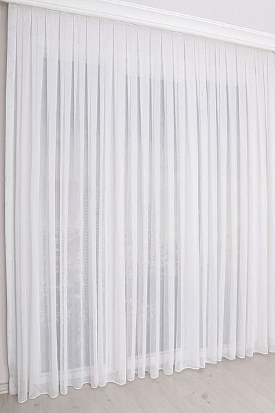 Kozastor White, Emerald, Tulle Curtain, 1/3 Tight Pleat, Premium Quality