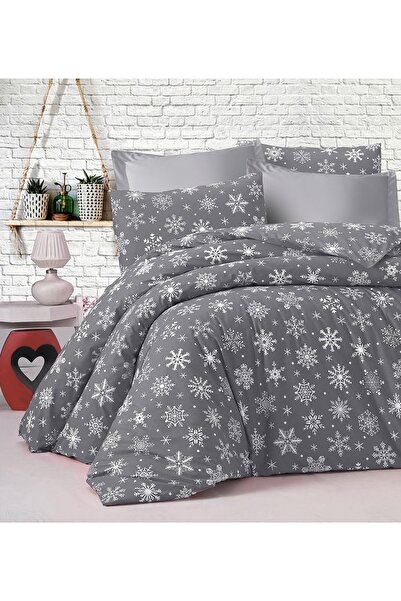 Şahinhome Genç Odası Ve Çocuk Odası Kar Tanesi Tek Kişilik Lastikli Çarşaflı Yılbaşı Nevresim Takımı