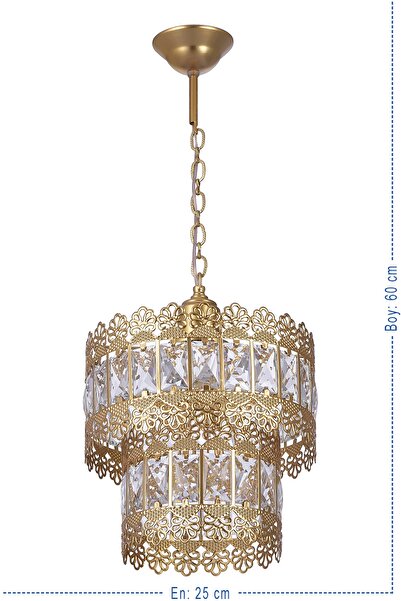 Genel Markalar Verona Pasta Lüx Taşlı Sarkıt Avize (gold)