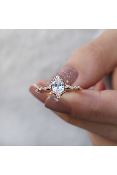 INZA mücevherat Vintage Mini Sirius Beyaz Topaz & Pırlanta Yüzük