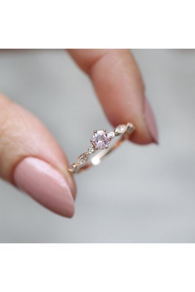 INZA mücevherat Vintage Özel Tasarım Morganite & Pırlanta Yüzük