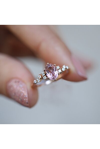 INZA mücevherat Vintage Özel Tasarım Asimetri Pırlanta & Morganite Yüzük