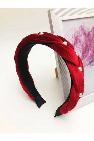 CSR AKSESUAR Coroană de catifea cu perle Burgundy