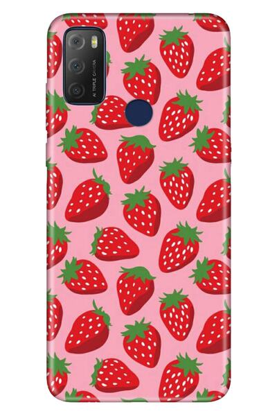 TCL 20e Kılıf 0.4mm Silikon Desenli Tatlı Çilek