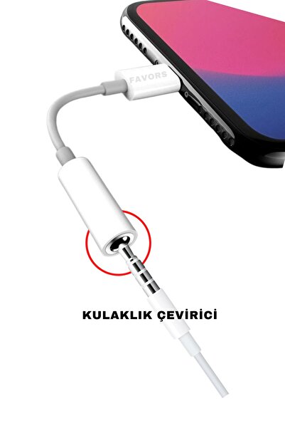 Favors سماعة رأس سلكية متوافقة مع iPhone، محول Lightning إلى مقبس سماعة الرأس، جهاز سماعة رأس لهاتف iPhone