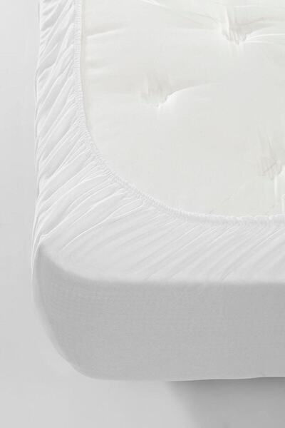 Vip Home Concept Market Ürünleri White Double Fitted Sheet 160 Cm X 200 Cm Cotton Bed Sheet