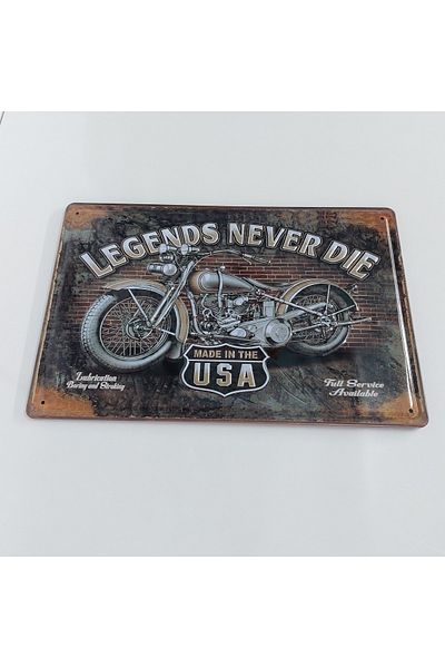 CajuArt Legends Never Die Written Motor Theme 20x30 cm Μεταλλική πινακίδα κυκλοφορίας