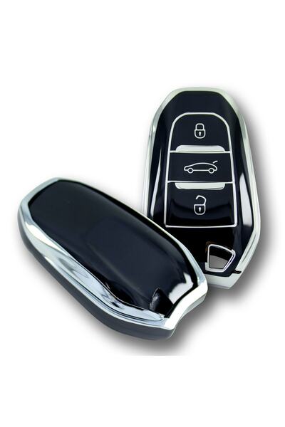 babikamium For Peugeot 5008 3008 Citroen C3 C4 Smart Black-Silver Auto Key Remote Case Cover Auto Keychain