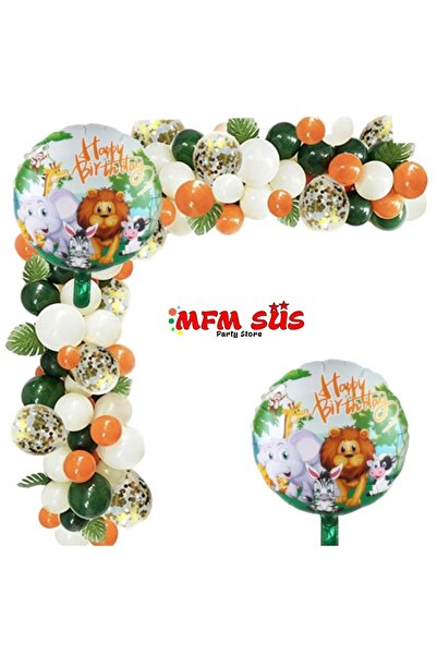 MFM Σετ μπαλονιών με αλυσίδα για πάρτι Safari Happy Birthday