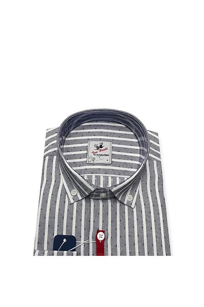 TWO HANDS Мъжка риза с дълъг ръкав Slim Fit, райета и без джобове, модел 342