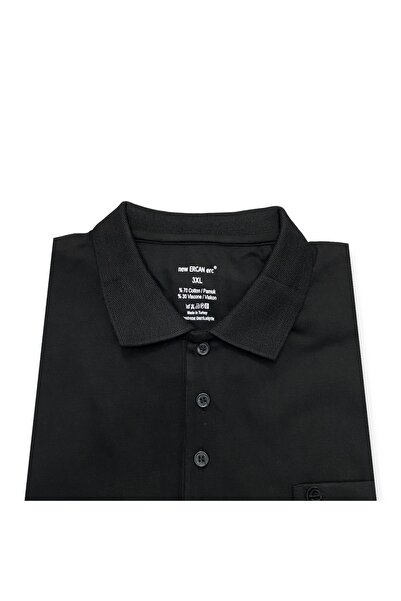 Sadık Collection Men's Large Size Polo Collar Combed Cotton Long Sleeve Pocket Sweater 1104