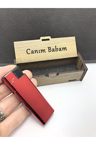 KANUNİ TESBİH Canım Babam Yazılı Ahşap Kutu Kombinli Kırmızı Çakmak
