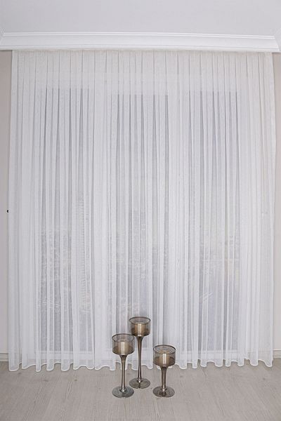 Kozastor Ecru, Emerald, Tulle Curtain, 1/3 Tight Pleat, Premium Quality