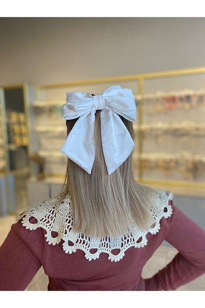Elvinege Aksesuar Cataramă cu fundă din satin de culoare albă