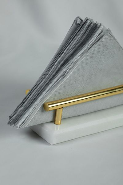 MERALP Θήκη για χαρτοπετσέτα Ayder Gold Real Marble, Λαβή μεταλλικού προφίλ