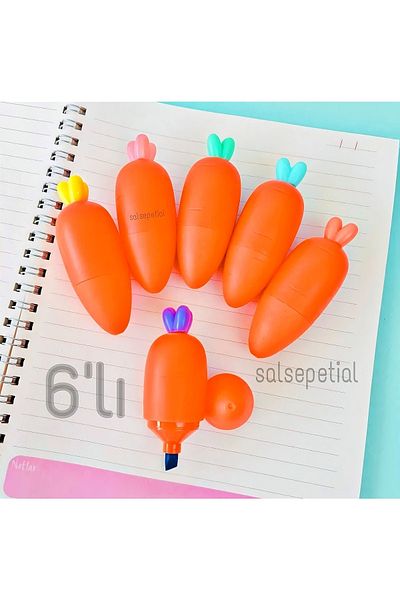 Salsepetial Set of 6 Carrot Highlighter Pens