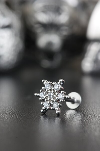 Valhalla 316l Cerrahi Çelik Kıkırdak Tragus Helix Zirkon Taş Labret Kar Tanes...