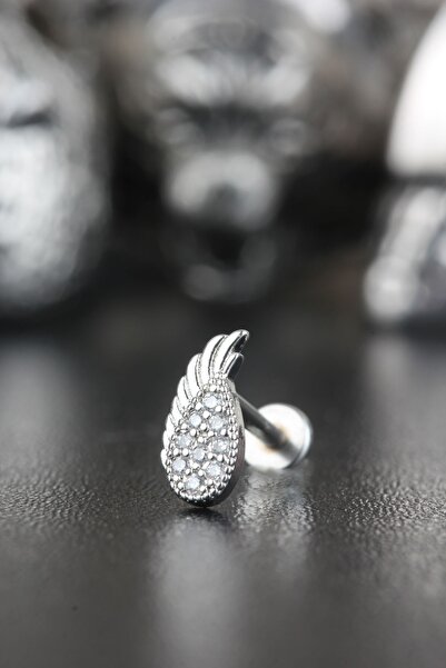 Valhalla 316l Cerrahi Çelik Kıkırdak Tragus Helix Zirkon Taş Labret Kanat Pie...