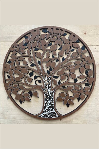 UNT Decor de perete din lemn cu 3 niveluri (măslin), pictură