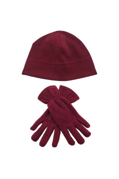 AXE SPORTSWEAR Women's Winter Claret Red Thermal Fleece Gloves - Fleece Beanie Set of 2