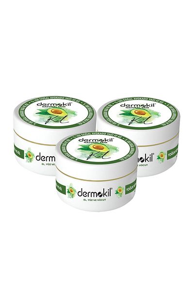 Dermokil Avocado Color Face, Body and Natural Hand Cream - 300 Ml x 3 Pieces