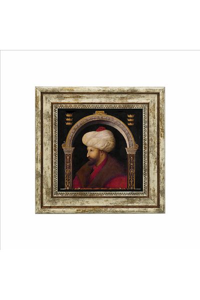 Sadrazam Fatih Sultan Mehmet Gentile Bellini Drawing, 1480 Printed Natural Stone Painting 25Cmx25Cm Krt-088