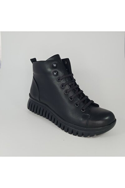 M.P. Hakiki Deri Z8153 Siyah Fermuarlı Bot